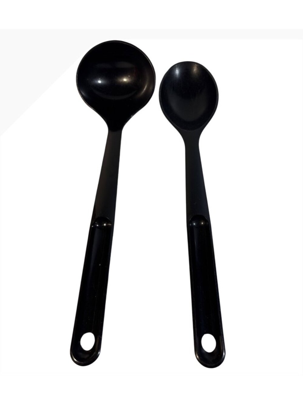 Tupperware Black Plastic Serving Spoons Ladel Set Of 2 Durable